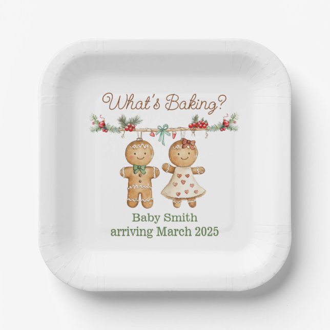 Assiettes En Carton Baby shower pain d'épices révèle le sexe (Recto)