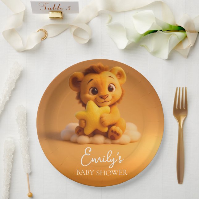 Assiettes En Carton Baby Shower Paper Plates – Little Lion & Star (Mariage)