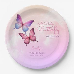 Assiettes En Carton Baby shower papillon rose lavande