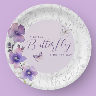 Assiettes En Carton Baby Shower Papillon Violet Bohème