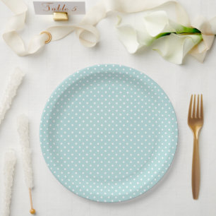 Assiettes En Carton Baby Shower Pastel Vert à pois