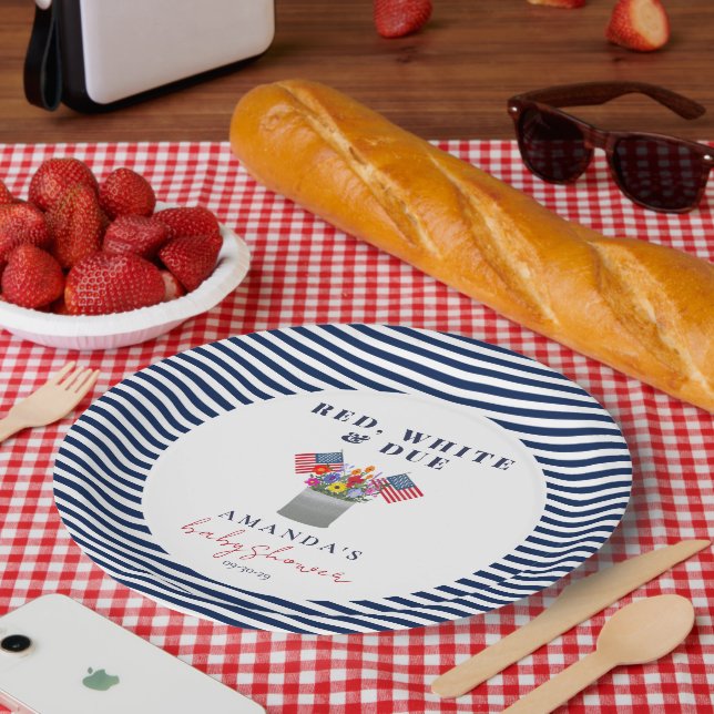 Assiettes En Carton Baby shower patriotique rouge blanc et dû (Pique-nique)