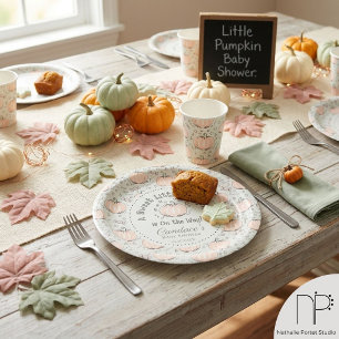 Assiettes En Carton Baby Shower Petit Citrouille Neutre en Genre Vert