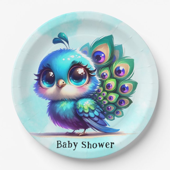 Assiettes En Carton Baby shower Petit Peacock (Devant)
