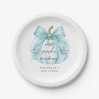 Assiettes En Carton Baby Shower Petite Citrouille Bleue Coquette