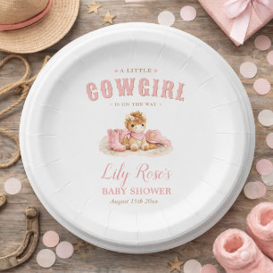 Assiettes En Carton Baby shower Petite Cowgirl Fille au style Western