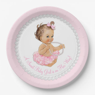 Assiettes En Carton Baby shower Pink Pearl Ballerina Tutu