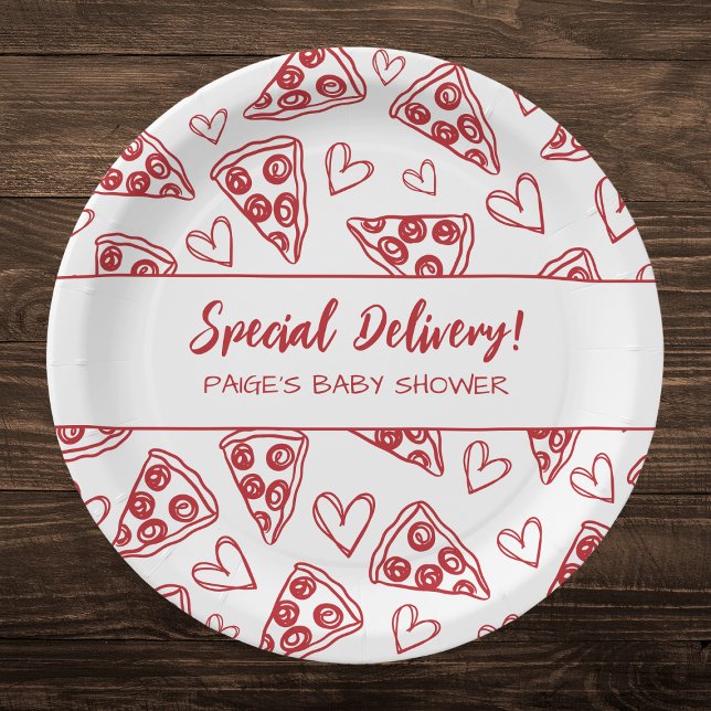 Assiettes En Carton Baby shower Pizza Party Livraison spéciale italien (Créateur téléchargé)