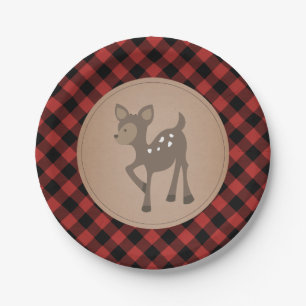 Assiettes En Carton Baby shower Plaid de bûcheron