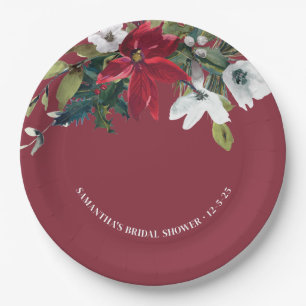 Assiettes En Carton Baby Shower Poinsettia de mariage d'hiver