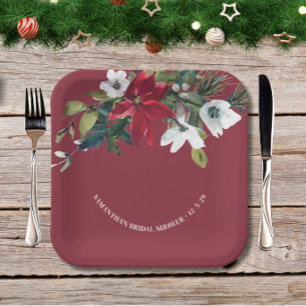 Assiettes En Carton Baby Shower Poinsettia sur le thème de l'hiver