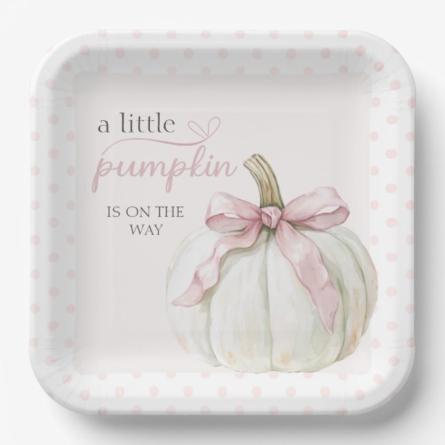 Assiettes En Carton Baby shower Pois blanc Citrouille (Recto)