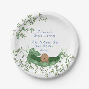 Assiettes En Carton Baby Shower Pois de Senteur Vert Vignes Ethnique