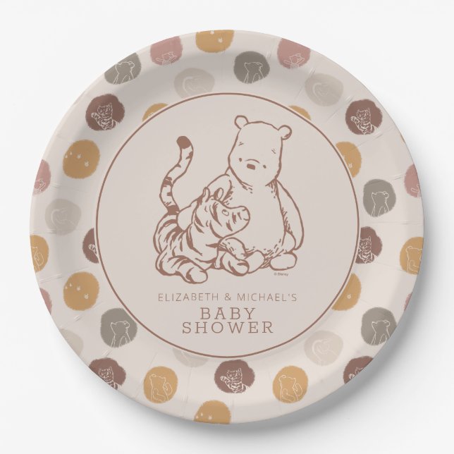 Assiettes En Carton Baby shower Pooh & Tigger classique (Devant)