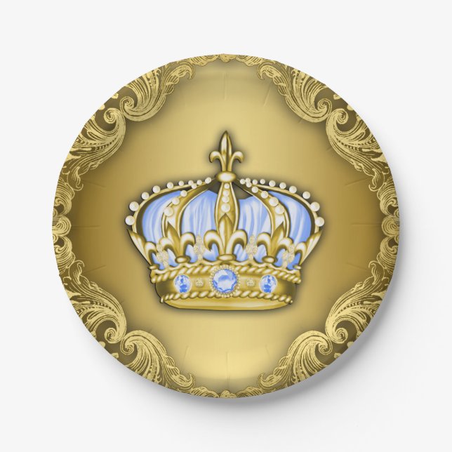 Assiettes En Carton Baby shower Prince Crown (Devant)