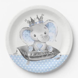 Assiettes En Carton Baby shower Prince Eléphant