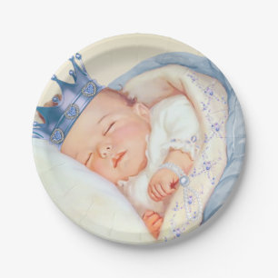Assiettes En Carton Baby Shower Prince Vintage pour Garçon