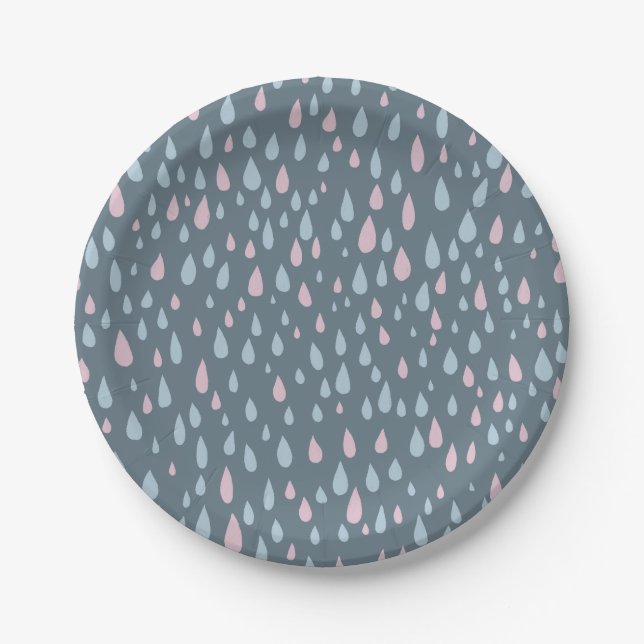 Assiettes En Carton Baby shower Raindrops (Devant)
