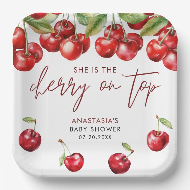 Assiettes En Carton Baby shower Red Cherry (Recto)