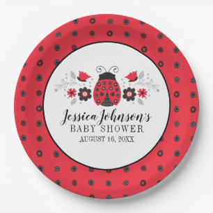 Assiettes En Carton Baby shower Red Ladybug