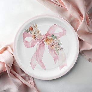 Assiettes En Carton Baby shower rose élégant à boue florale