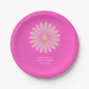 Assiettes En Carton Baby shower rose fleur scandinave mignon personnal