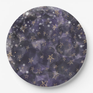 Assiettes En Carton Baby Shower Rose Gold Lune Étoiles Fantaisie