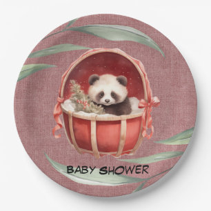 Assiettes En Carton Baby shower rouge Panda-ours neutre pour les femme