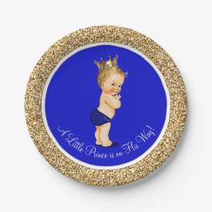 Assiettes En Carton Baby shower Royal Blue Prince