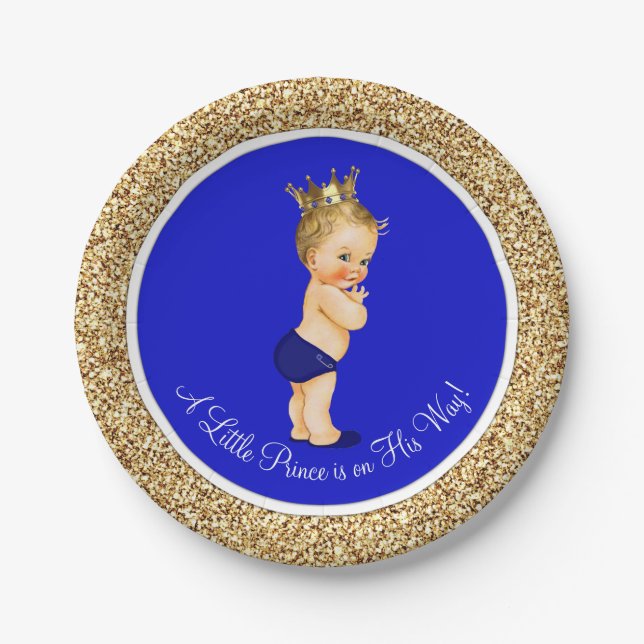 Assiettes En Carton Baby shower Royal Blue Prince (Devant)