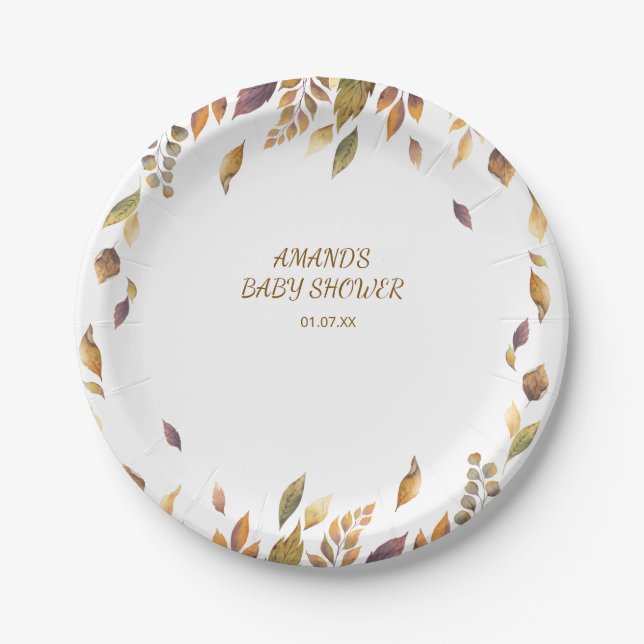 Assiettes En Carton Baby shower rustique boho Automne (Devant)