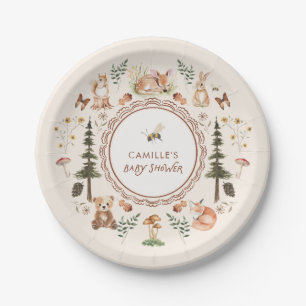Assiettes En Carton Baby shower Rustique Bois d'hiver Woodland