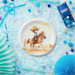 Assiettes En Carton Baby shower rustique de garçon à la cowboy