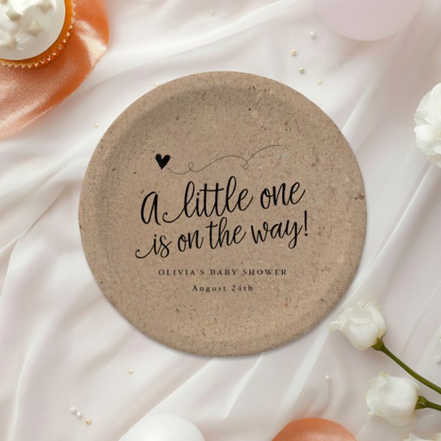 Assiettes En Carton Baby shower rustique, Kraft, Personnalité non sexi (Créateur téléchargé)