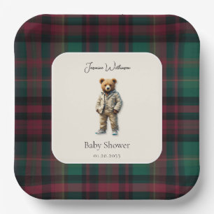Assiettes En Carton baby shower rustique Teddy
