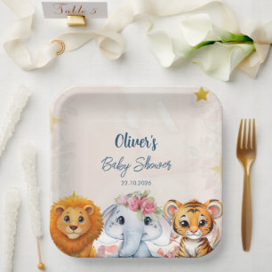Assiettes En Carton Baby Shower Safari