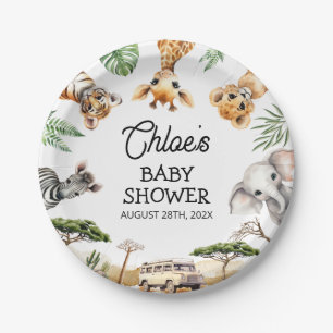 Assiettes En Carton Baby shower Safari Animaux