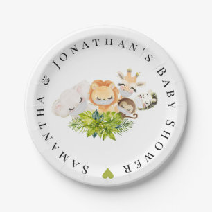 Assiettes En Carton Baby shower Safari Wild Baby Animals