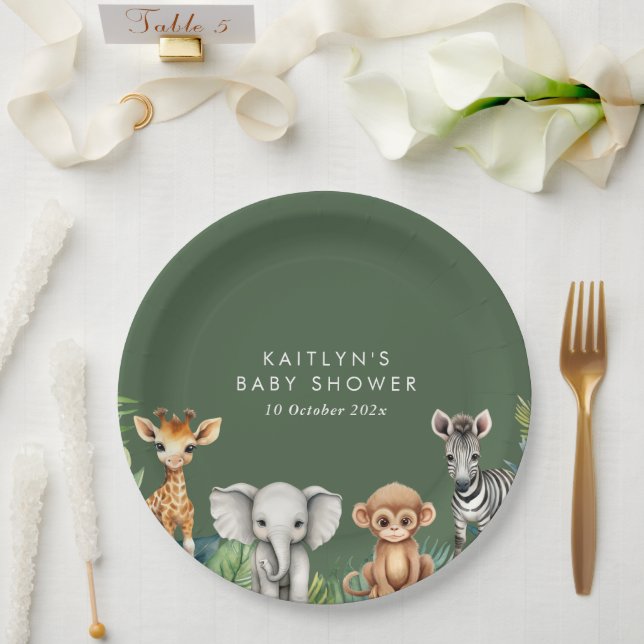 Assiettes En Carton Baby shower Safari Wild One Jungle (Mariage)