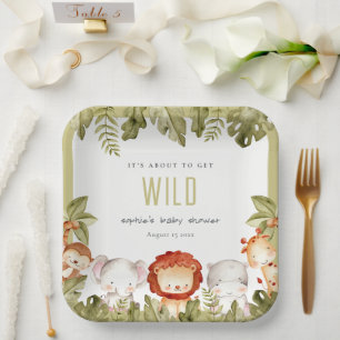 Assiettes En Carton Baby shower sauvage de Safari Tropical Animaux
