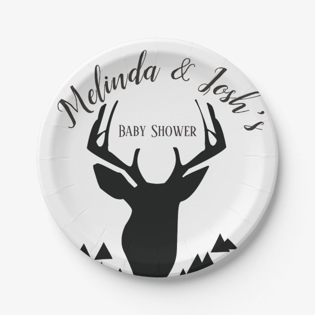 Assiettes En Carton Baby shower sauvage Deer Antler Buck (Devant)