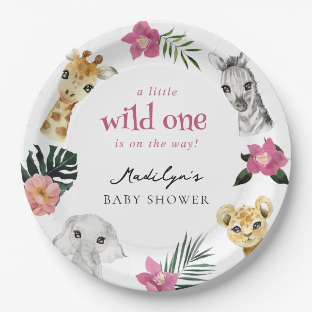 Assiettes En Carton Baby shower sauvage d'une jungle (Devant)