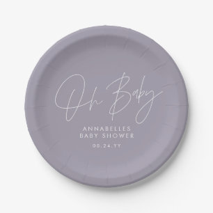 Assiettes En Carton Baby shower script moderne lilas violet élégant