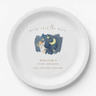 Assiettes En Carton Baby shower simple Angel Moon Star