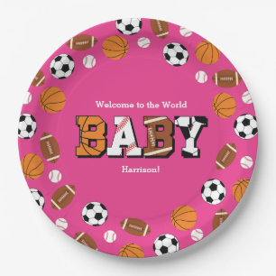 Assiettes En Carton Baby shower sportif fille rose