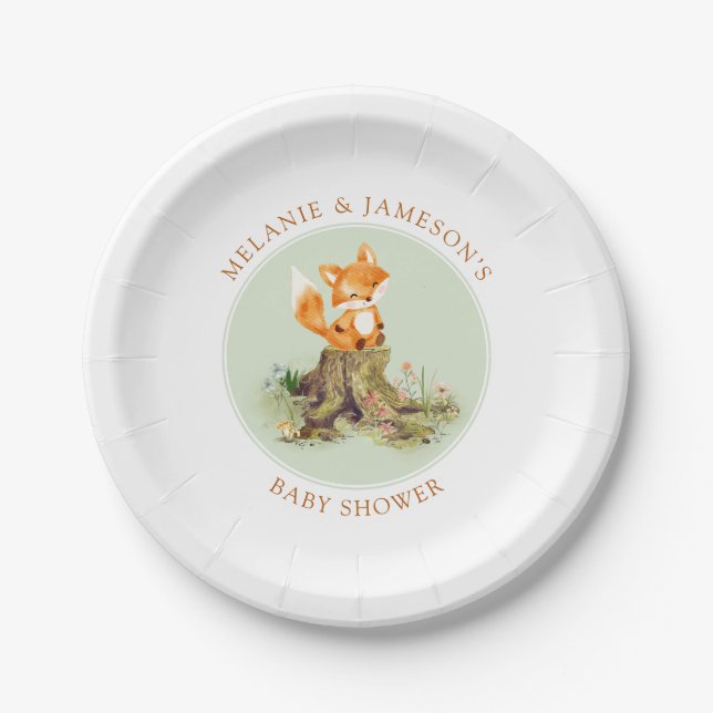Assiettes En Carton Baby shower Storybook Woodland Fox (Devant)