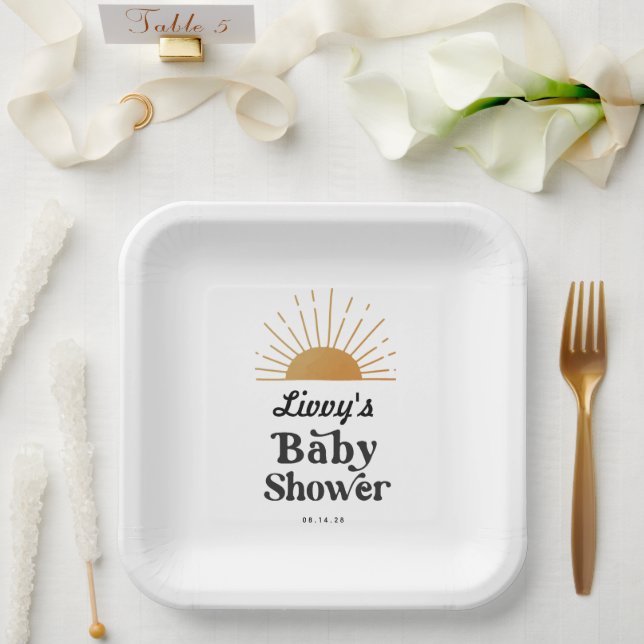 Assiettes En Carton Baby shower Sunshine rétro (Mariage)