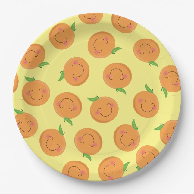 Assiettes En Carton Baby shower Tangerine de Little Cutie (Devant)