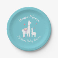 Baby shower Turquoise Cute Llama Mama