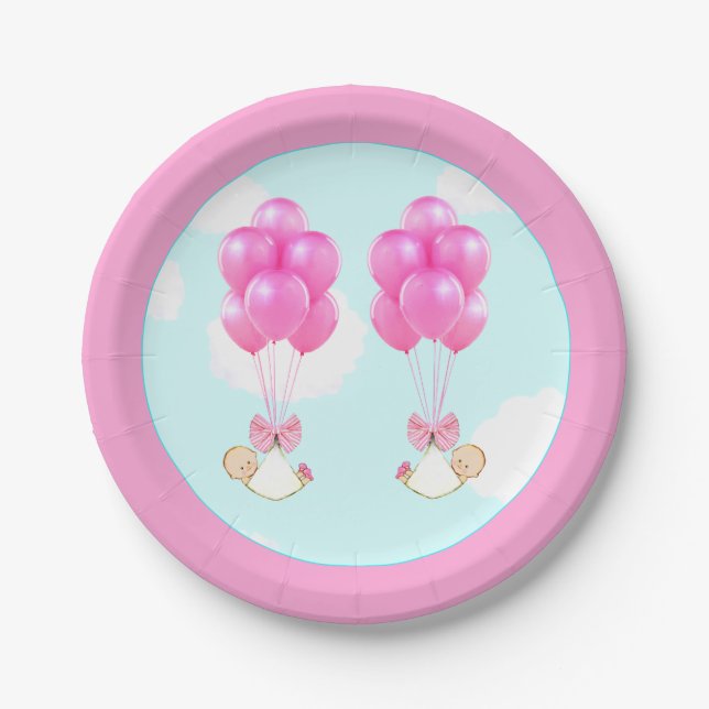 Assiettes En Carton Baby shower Twin Girls (Devant)